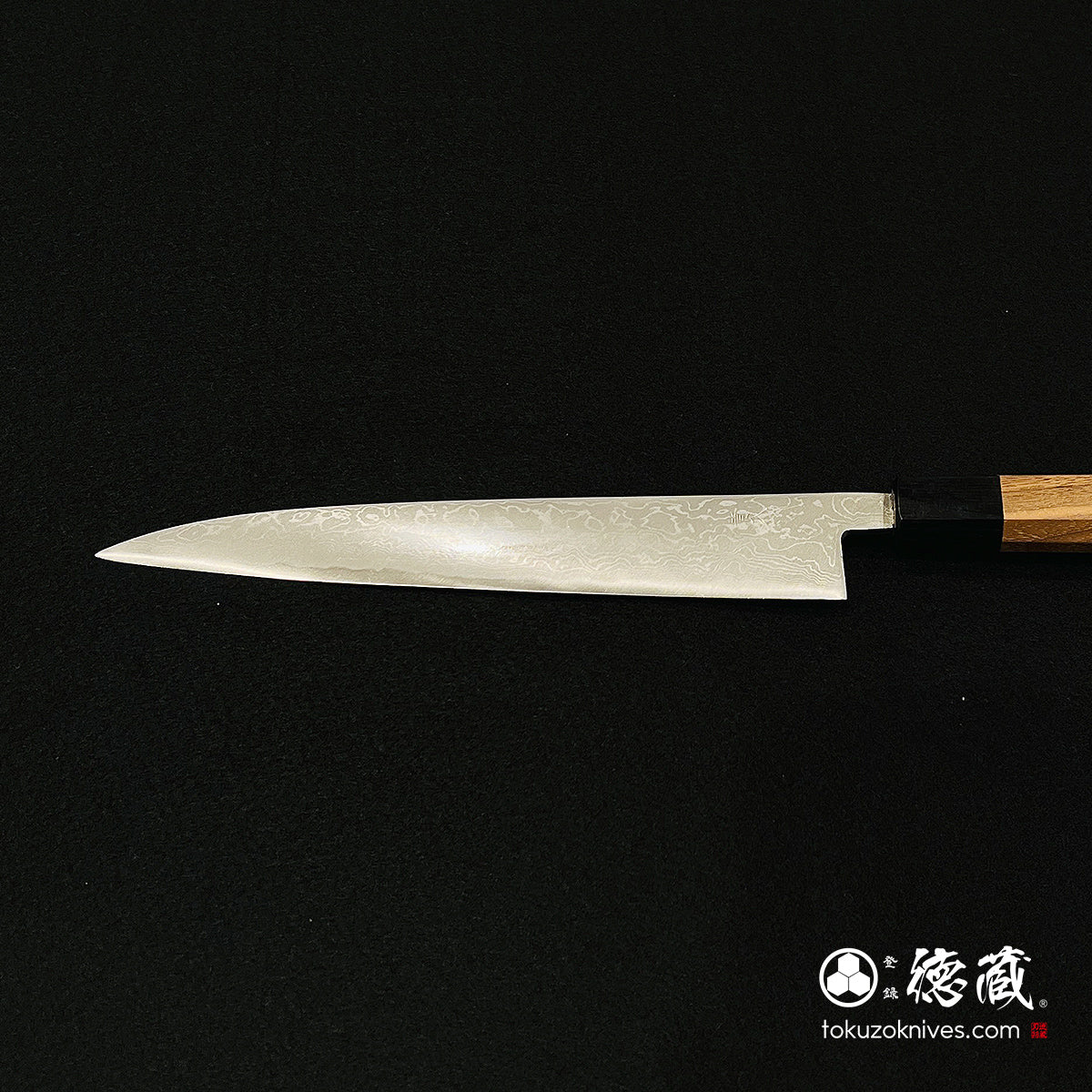 青二 ダマスカス 磨き仕上 筋引包丁 胡桃八角柄