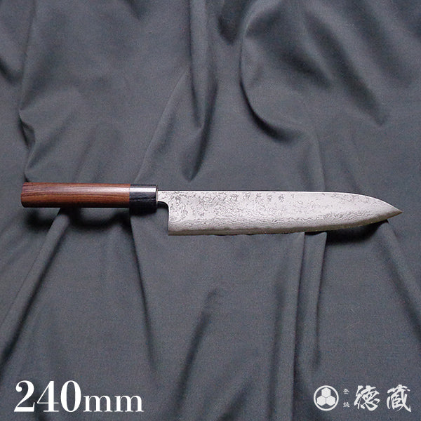 青二 磨き仕上 磨き積層牛刀包丁 紫檀柄