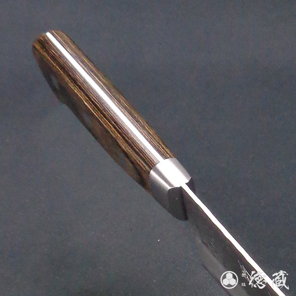 AUS8 槌目・波紋仕上 剣型三徳包丁 焦茶ハンドル