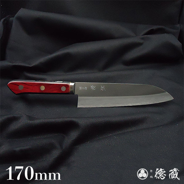 青S 磨き仕上げ 三徳包丁 赤黒ハンドル