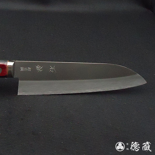 青S 磨き仕上げ 三徳包丁 赤黒ハンドル