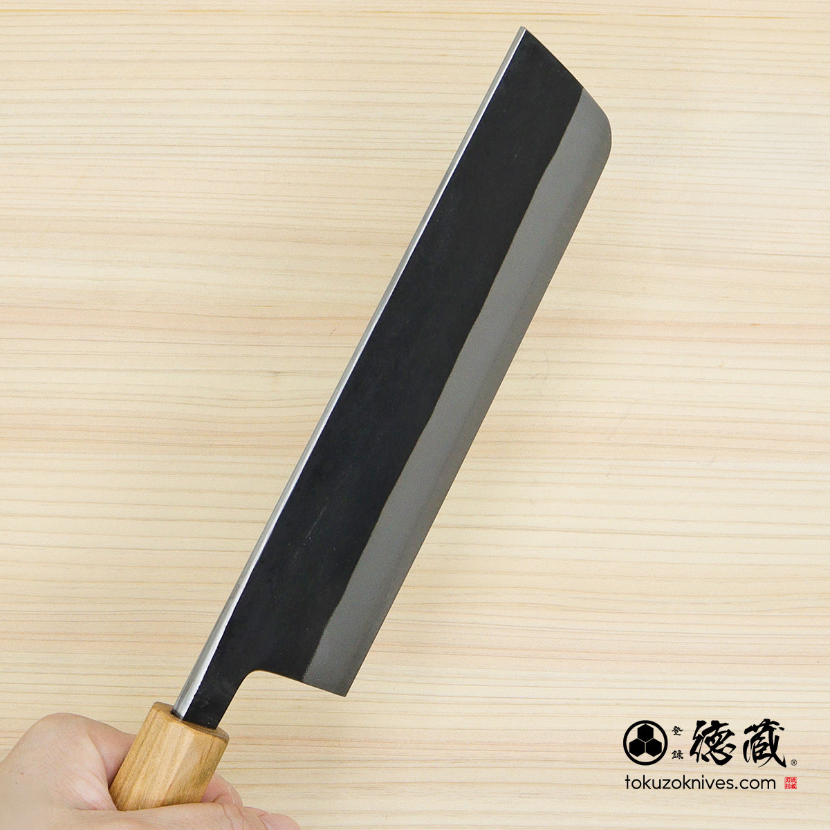 白二 黒肌仕上 菜切包丁 サクラ八角柄