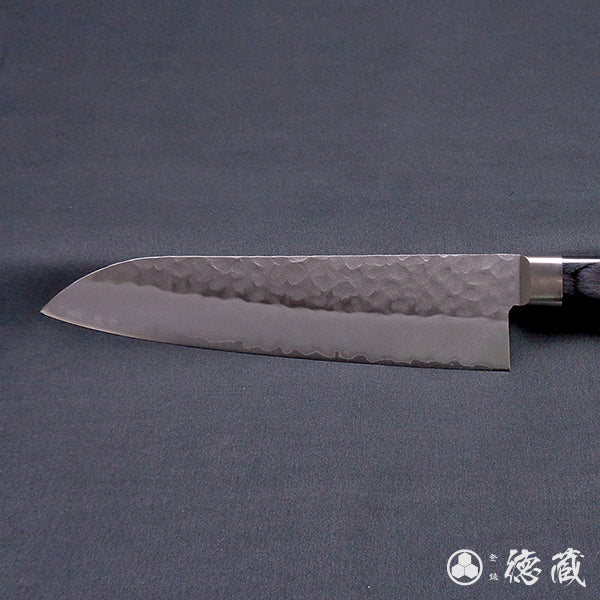 AUS8 槌目仕上 三徳包丁 黒ハンドル