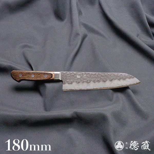 AUS8 槌目仕上 三徳包丁 焦茶ハンドル