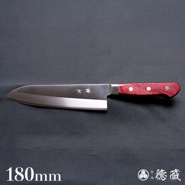 AUS8 三徳包丁 赤ハンドル
