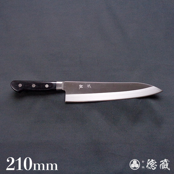 AUS8 剣型三徳包丁 黒ハンドル