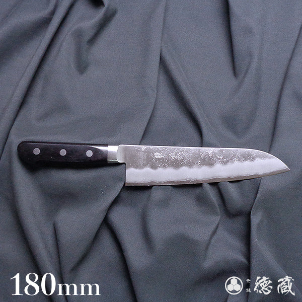 銀三 梨地仕上 三徳包丁 黒ハンドル