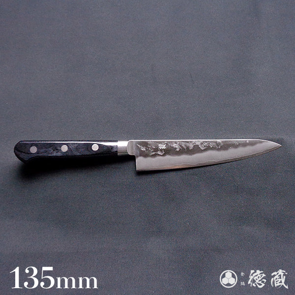 銀三 梨地仕上 ペティナイフ 黒ハンドル