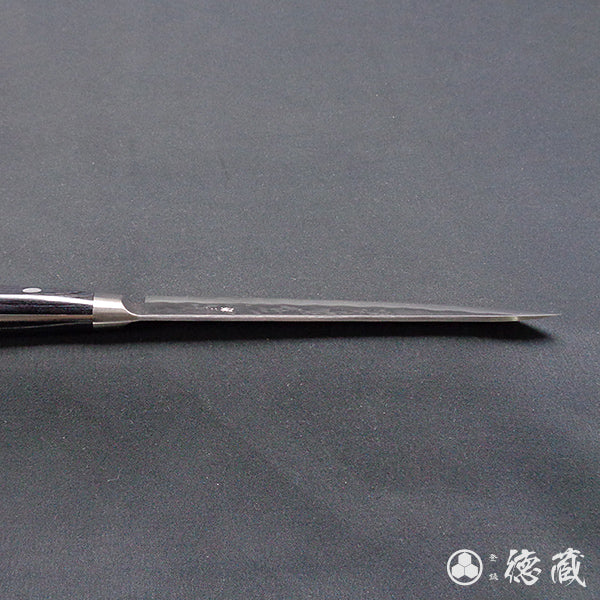 銀三 梨地仕上 ペティナイフ 黒ハンドル
