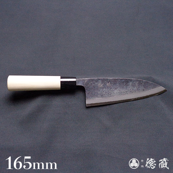 青二 黒打仕上 厚出刃包丁 朴柄