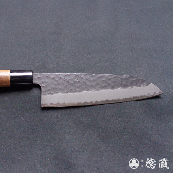 青S 黒肌槌目仕上 三徳包丁 胡桃柄