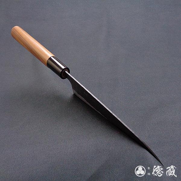 青S 黒肌槌目仕上 三徳包丁 胡桃柄