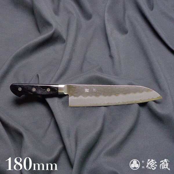 青S 槌目仕上 三徳包丁 黒ハンドル