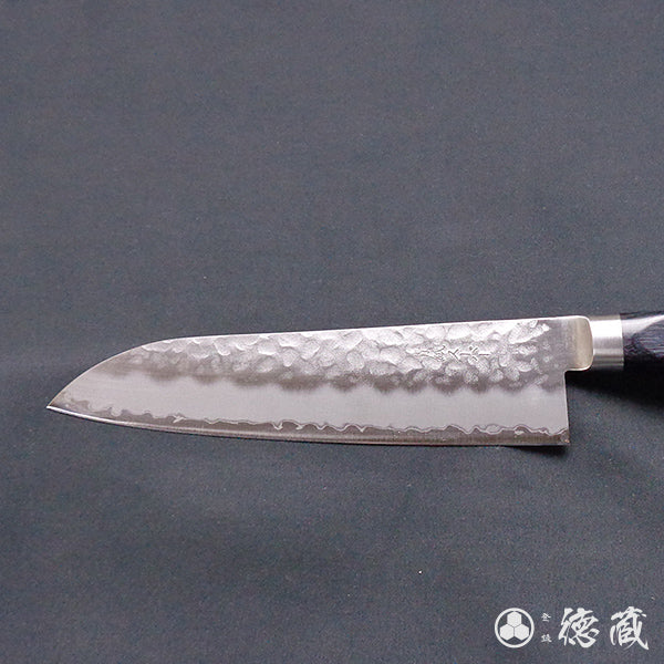 青S 槌目仕上 三徳包丁 黒ハンドル