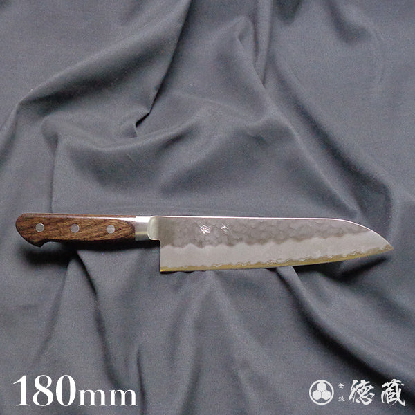青S 槌目仕上 三徳包丁 焦茶ハンドル