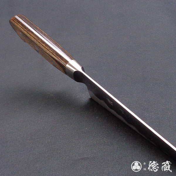 AUS8 槌目仕上 三徳包丁 薄茶ハンドル