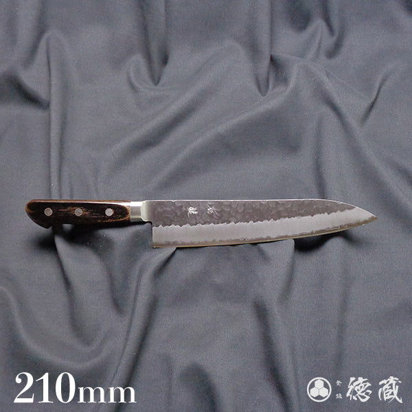 青S 槌目仕上 牛刀包丁 焦茶ハンドル