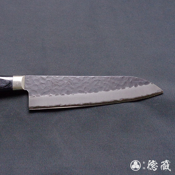 青S 黒肌槌目仕上 三徳包丁 黒ハンドル