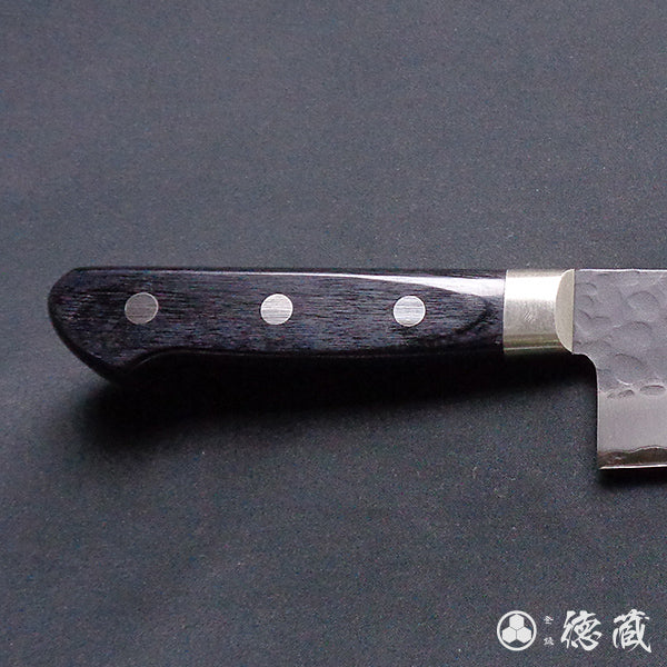 青S 黒肌槌目仕上 三徳包丁 黒ハンドル