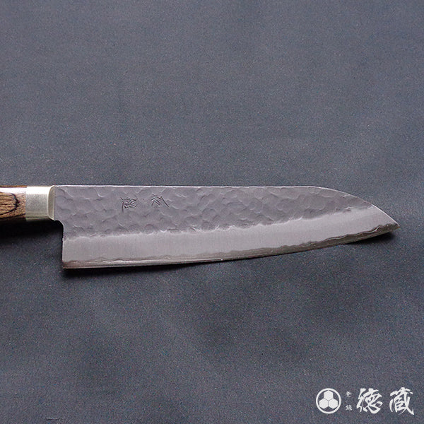 青S 黒肌槌目仕上 三徳包丁 焦茶ハンドル