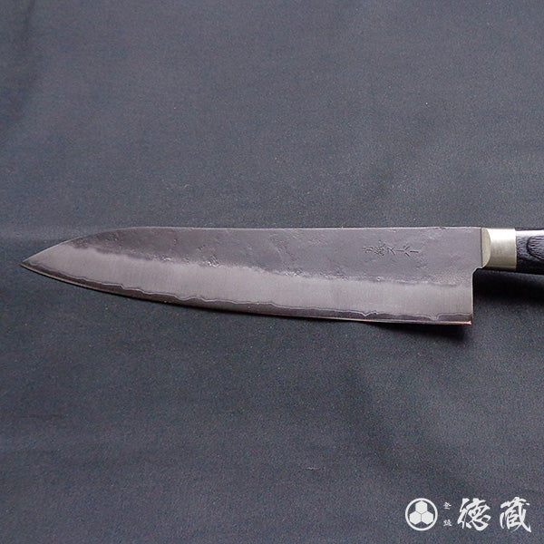 青S 黒肌槌目仕上 牛刀包丁 黒ハンドル