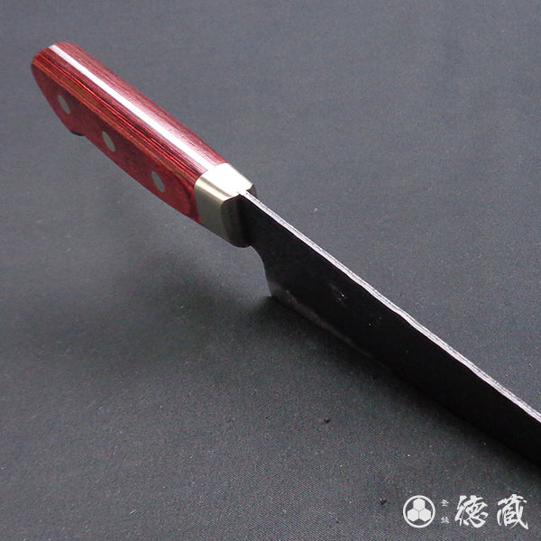 青S 黒肌槌目仕上 三徳包丁 赤ハンドル