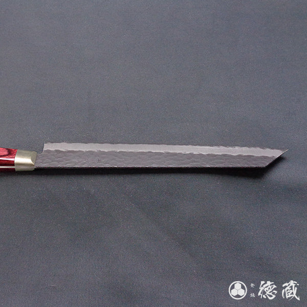 青S 黒肌槌目仕上 切付包丁 赤ハンドル