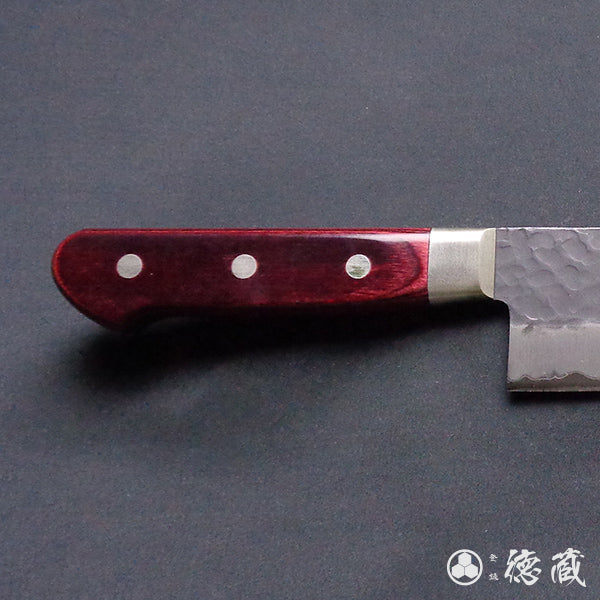 青S 黒肌槌目仕上 切付包丁 赤ハンドル