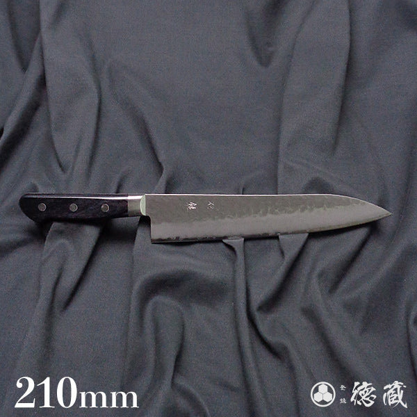 AUS8 槌目仕上 剣型三徳包丁 黒ハンドル