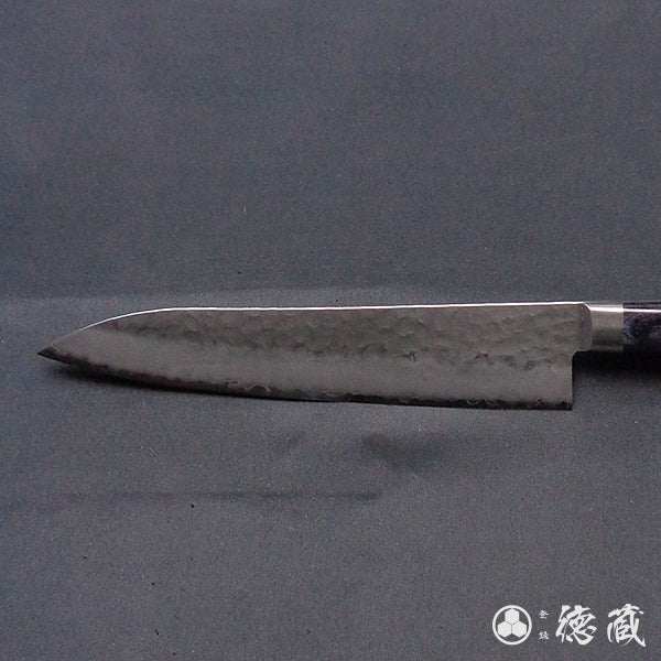 AUS8 槌目仕上 剣型三徳包丁 黒ハンドル
