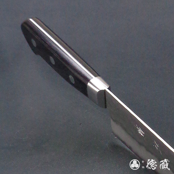 AUS8 槌目仕上 剣型三徳包丁 黒ハンドル