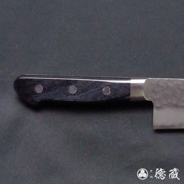 AUS8 槌目仕上 剣型三徳包丁 黒ハンドル