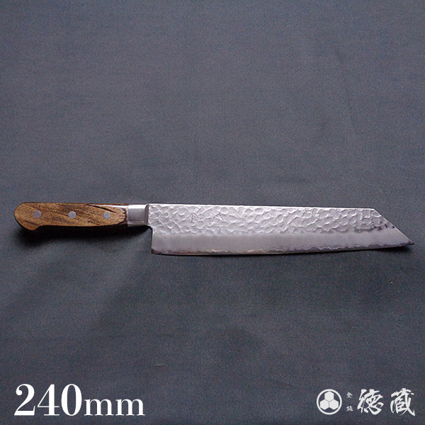 AUS8 槌目仕上 切付包丁 焦茶ハンドル