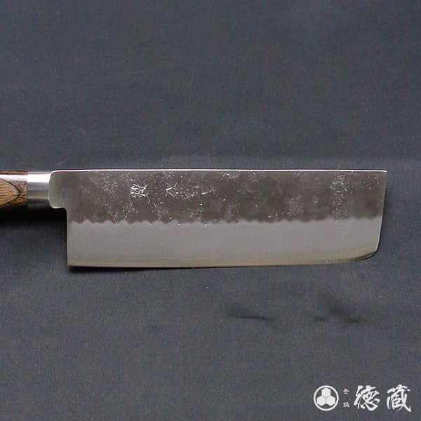 銀三 梨地仕上 菜切包丁 焦茶ハンドル