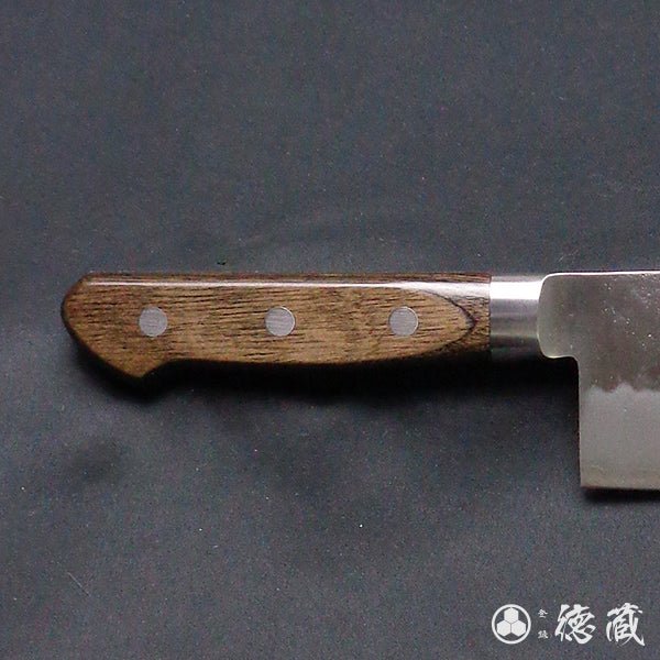銀三 梨地仕上 菜切包丁 焦茶ハンドル