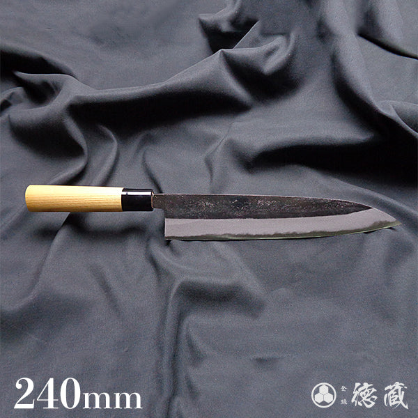 青二 黒打仕上 牛刀包丁 ケヤキ柄