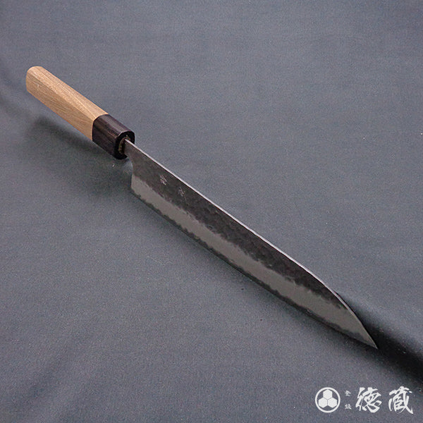 青S 黒肌槌目仕上 牛刀包丁 胡桃柄