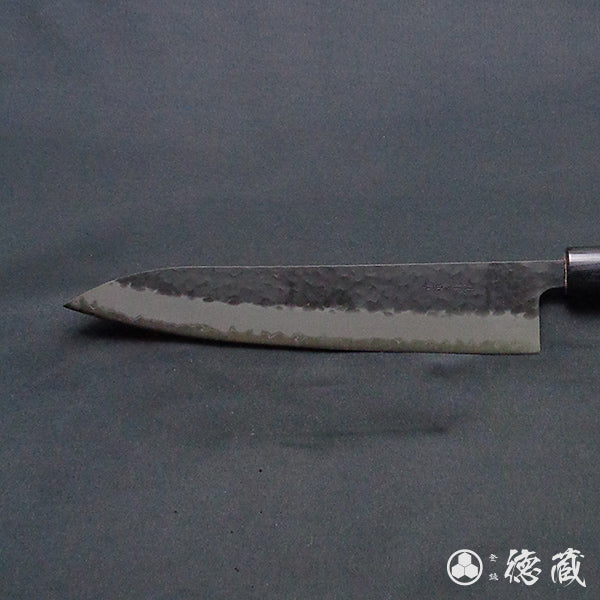 青S 黒肌槌目仕上 牛刀包丁 紫檀柄