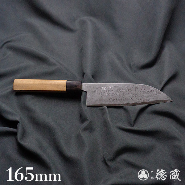 青二 ダマスカス 磨き仕上 三徳包丁 胡桃柄