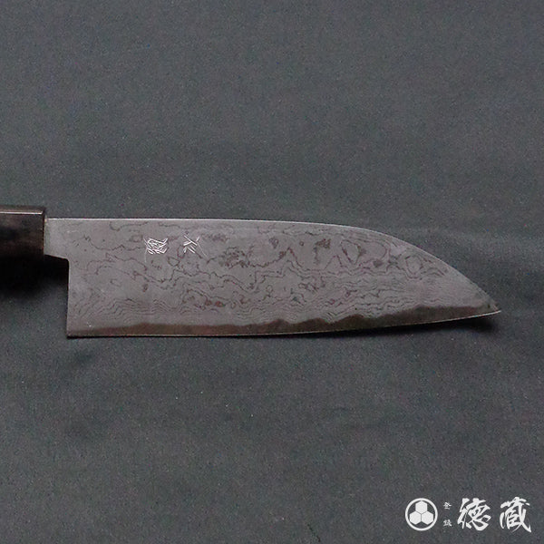青二 ダマスカス 磨き仕上 三徳包丁 胡桃柄