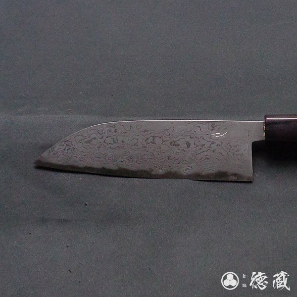 青二 ダマスカス 磨き仕上 三徳包丁 胡桃柄