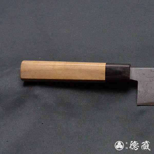青二 ダマスカス 磨き仕上 三徳包丁 胡桃柄