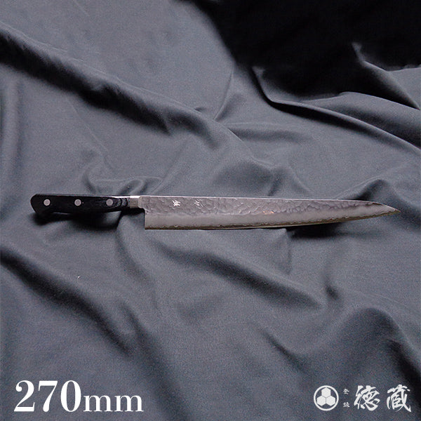 AUS8 槌目仕上 筋引包丁 黒ハンドル