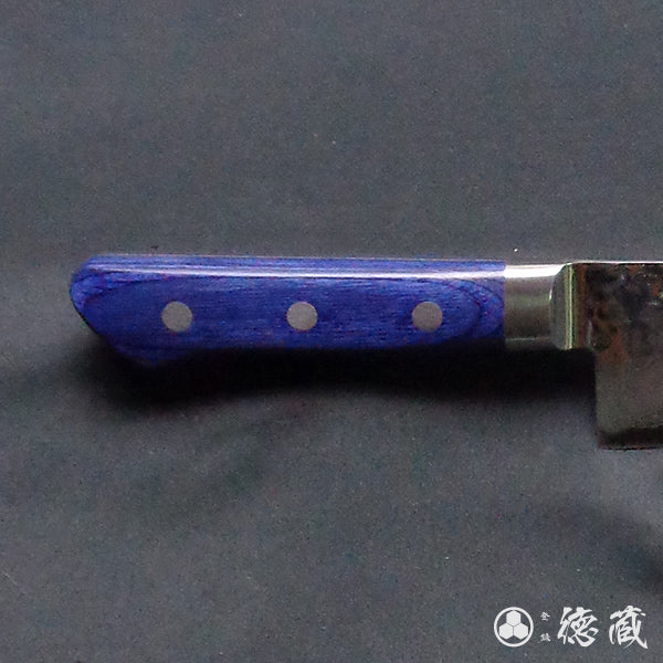 VG10 ダマスカス 槌目仕上 三徳包丁 青ハンドル