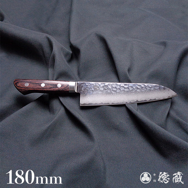 VG10 ダマスカス 槌目仕上 三徳包丁 マホガニーハンドル