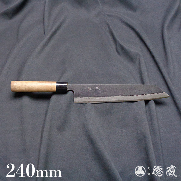 青二 ダマスカス 黒打仕上 切付包丁 胡桃柄