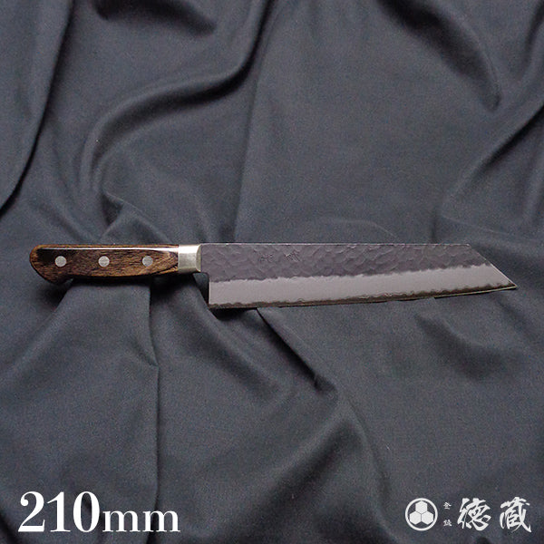 青S 黒肌槌目仕上 切付包丁 焦茶ハンドル