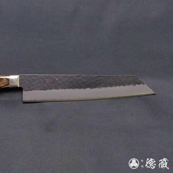 青S 黒肌槌目仕上 切付包丁 焦茶ハンドル