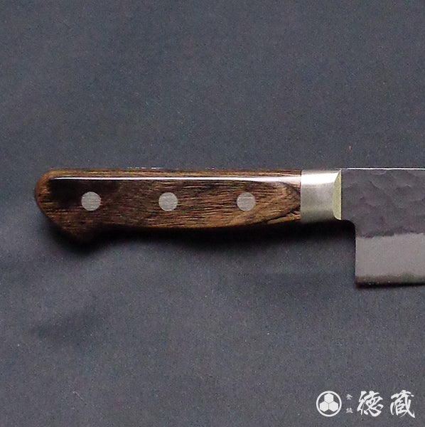 青S 黒肌槌目仕上 切付包丁 焦茶ハンドル