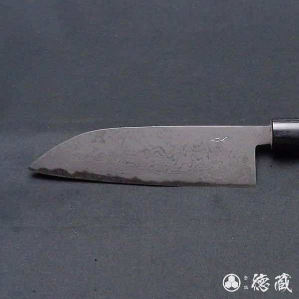 青二 ダマスカス 磨き仕上 三徳包丁 紫檀柄